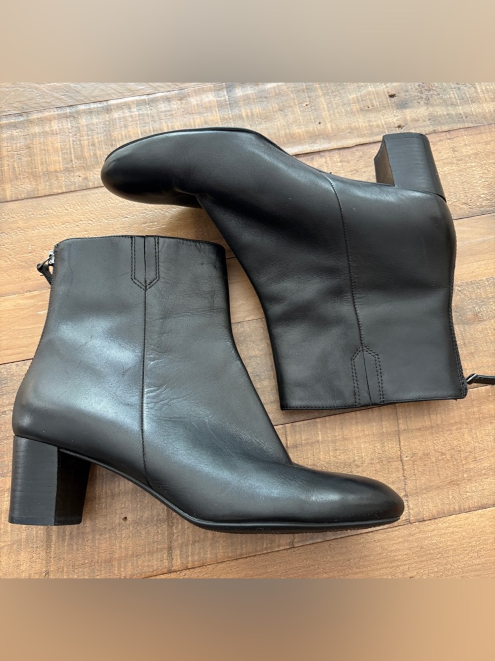 Ecco Ankle Nioki 55 Flex Leather Black Ankle Boots 41 EU 10 US